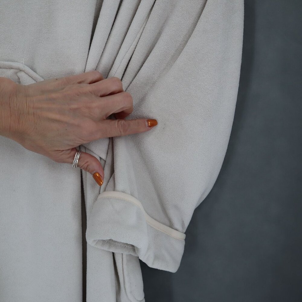 Wrap Up Bathrobe Womens O/S Beige Lounge Wear Travel Preppy Cozycore Relaxed Spa - Picture 6 of 8